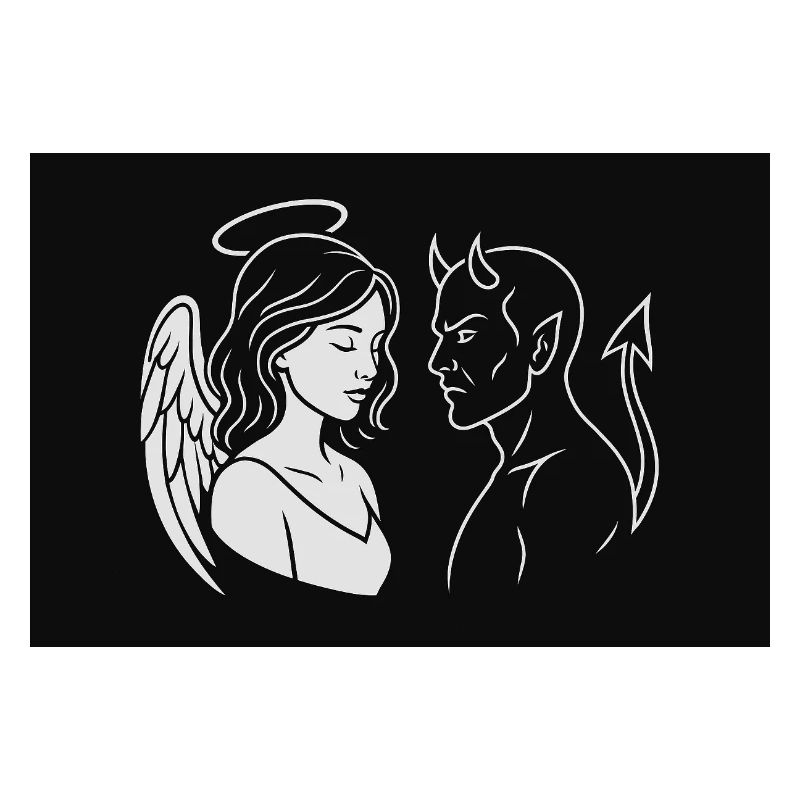 Angel & Devil – Dual Line Art Design