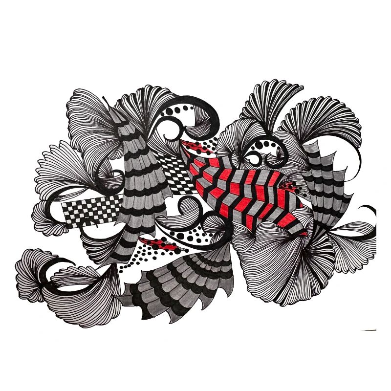 Black White Red Pattern