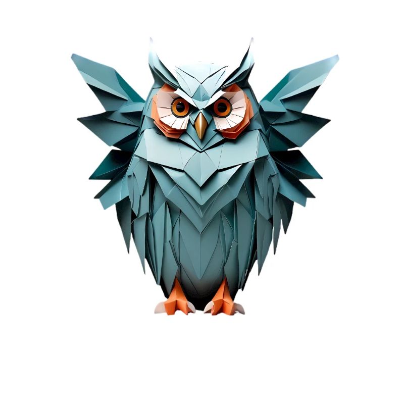 Blau Low-Poly Eule Design