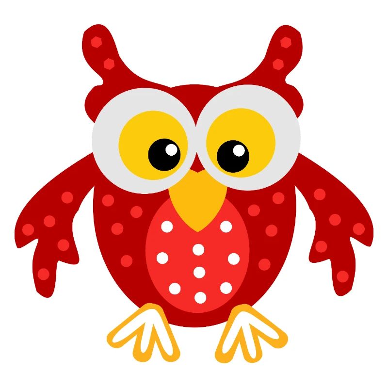 Rote Eule mit Punkten