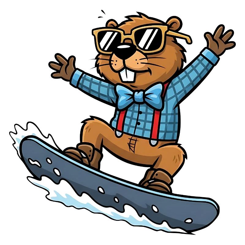 Cool Snowboard Beaver Comic Sunglasses