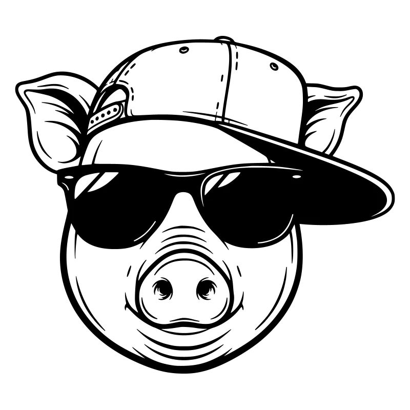 Cooles Schwein mit Cap und Sonnenbrille