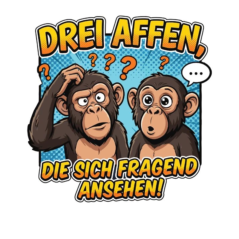 Three Monkeys Confusion – Funny Comic Design