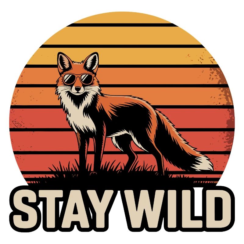 Stay Wild Fox – Retro Vintage Sunset
