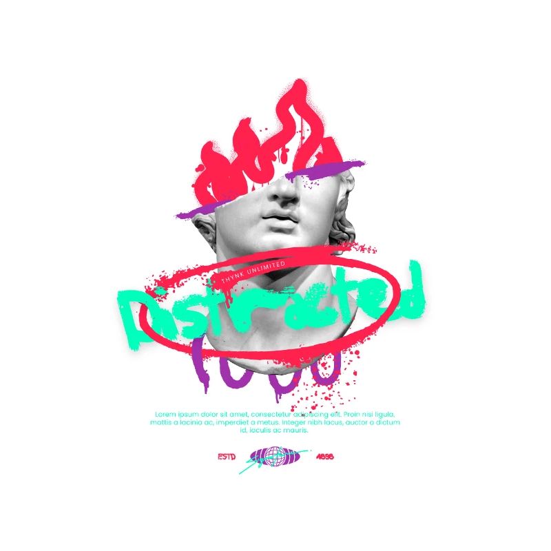 Collage de bustes graffitis au néon