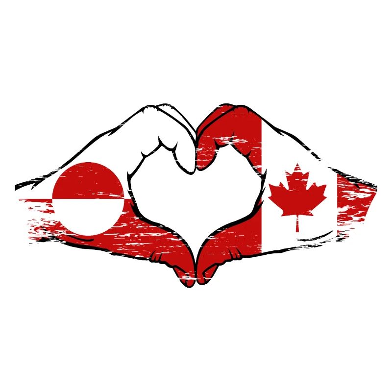 Greenland Canada Flag Hands Heart Shape Used