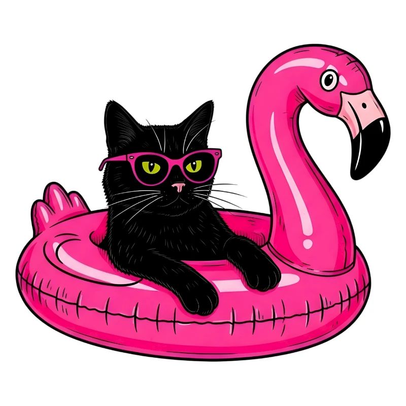 Fat Cat On A Flamingo Floatie