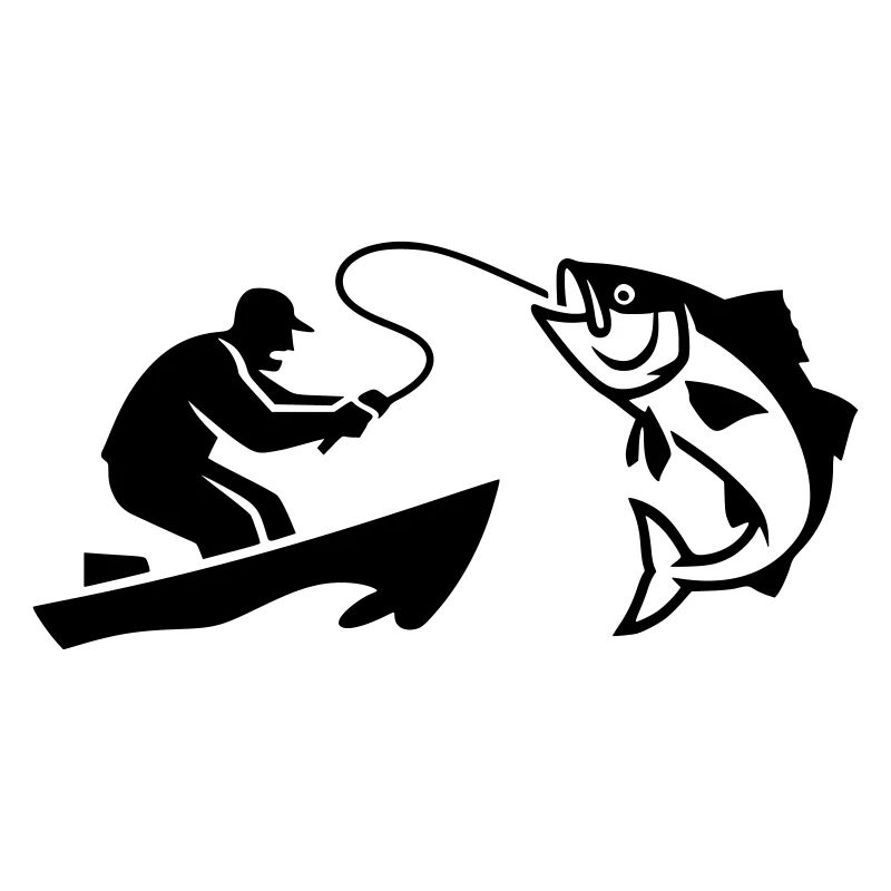 Silhouette de poisson pêcheur bateau