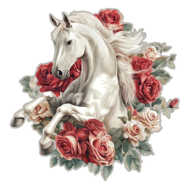 Pferd mit Rosen