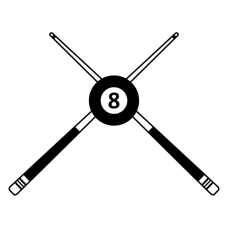 Billes de huit croisées des bâtons de billard