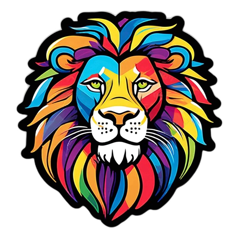 Lion éclatant arc-en-ciel
