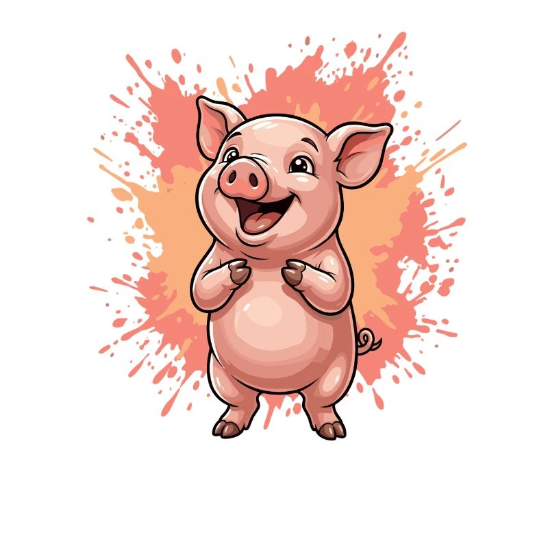 Cochon rieur avec éclaboussures de couleur