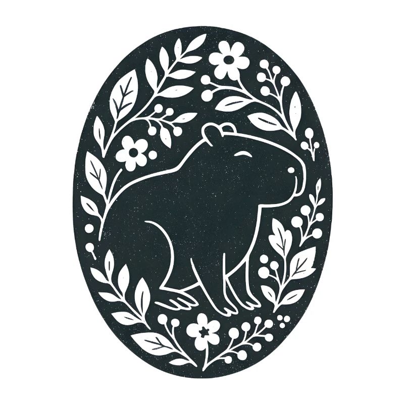 Capybara | Art populaire de la forêt de fleurs
