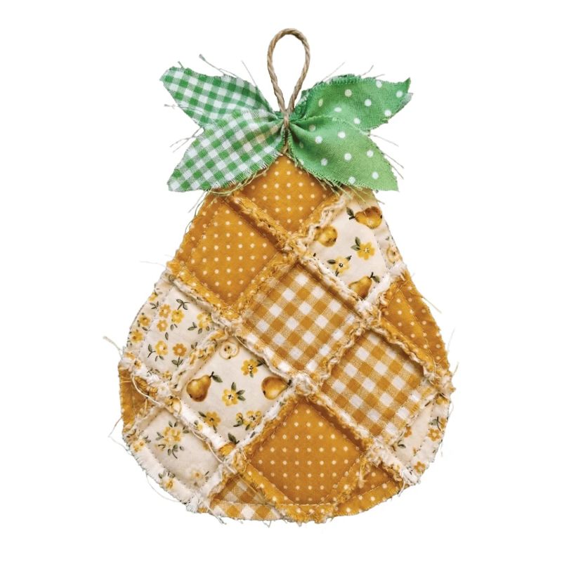 Faux Patchwork Pear Fruit Vintage Quilt