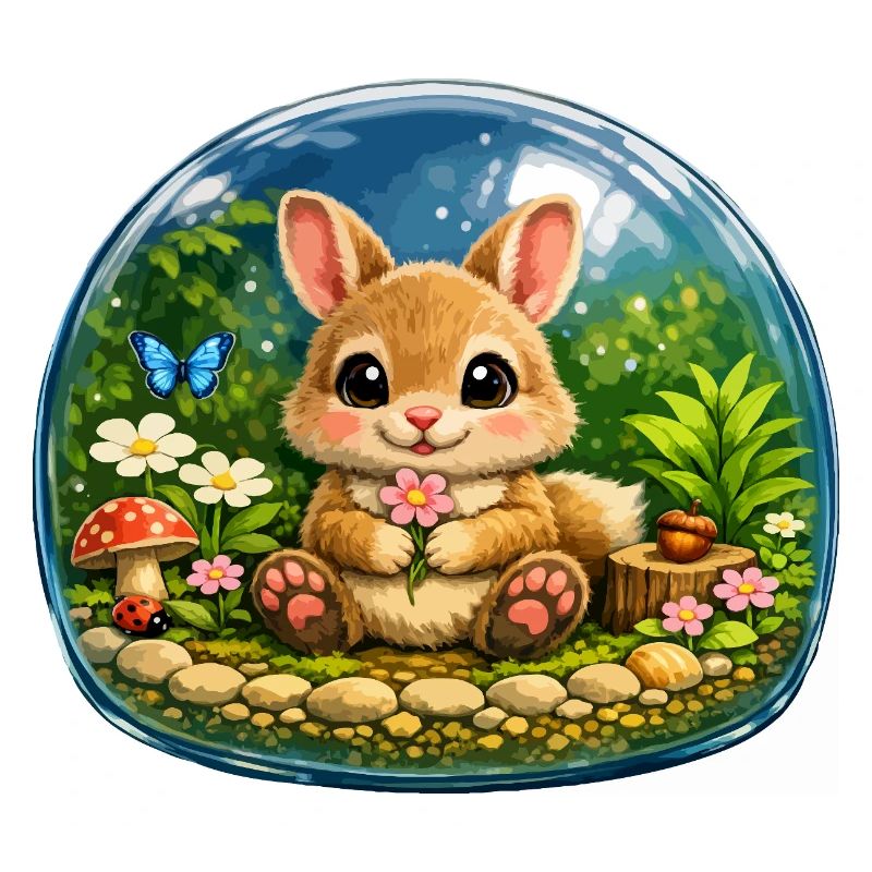 Cute Rabbit in Forest Bubble