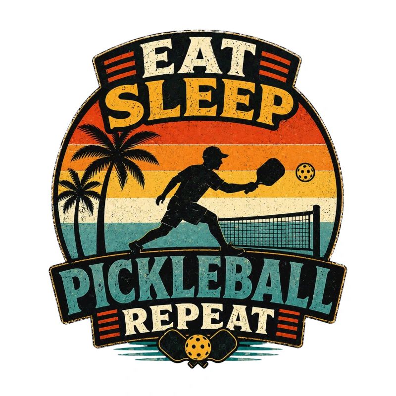 Devise rétro du pickleball : Manger, dormir, répéter