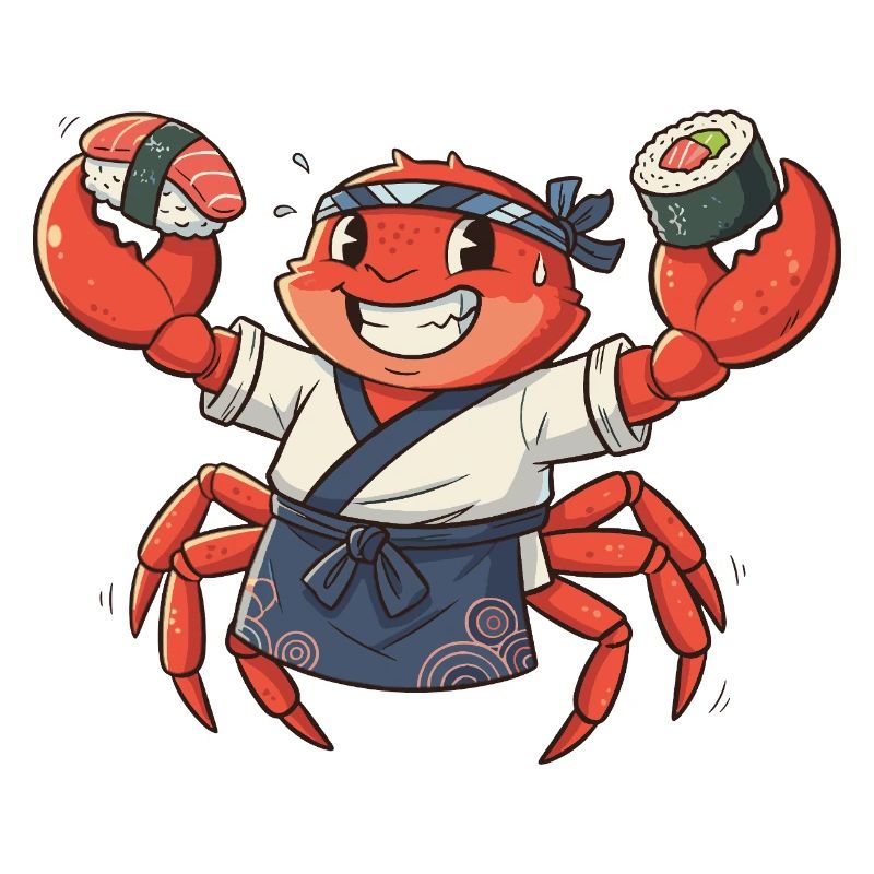 Chef sushi crabe avec coiffe