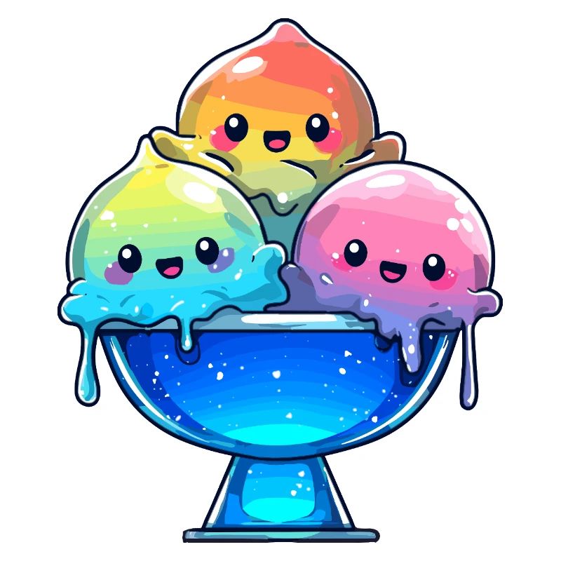 Regenbogen Eis-Trio in Schale