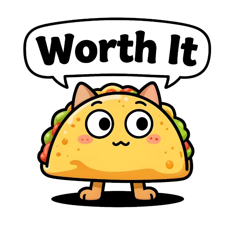 Chat taco expressif – meme “Worth It”