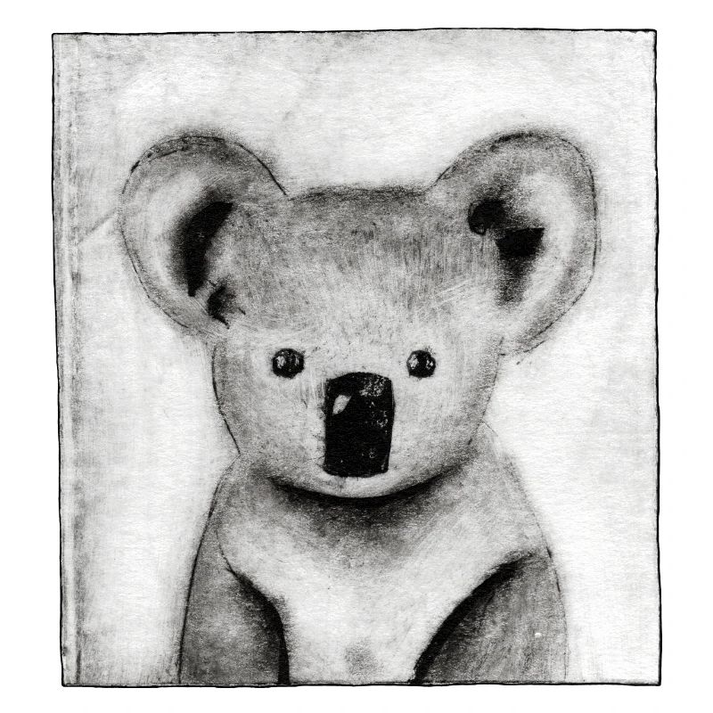 Koala schwarz-weiß - handgeschnitzte Druckvorlage
