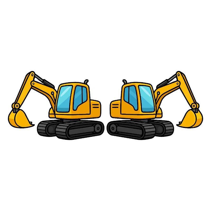 Silhouette de machine de construction double