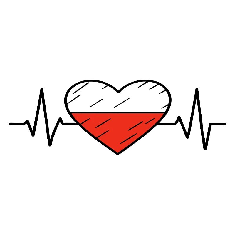 Polen Flagge Heartbeat Line Polish Pride Design