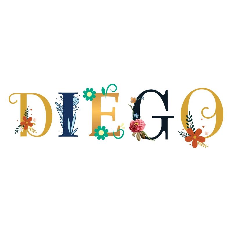 DIEGO name adorned with flowers