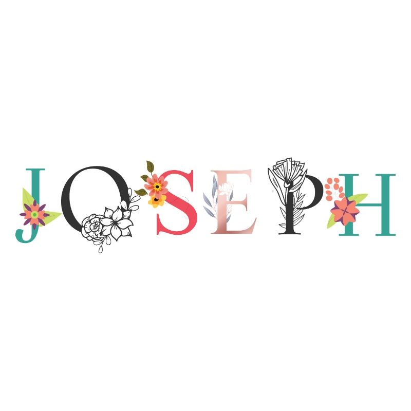 JOSEPH Art Prénom Avec Fleurs Brodées