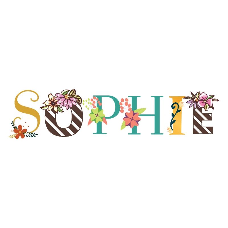 Art du nom SOPHIE avec fleurs brodées