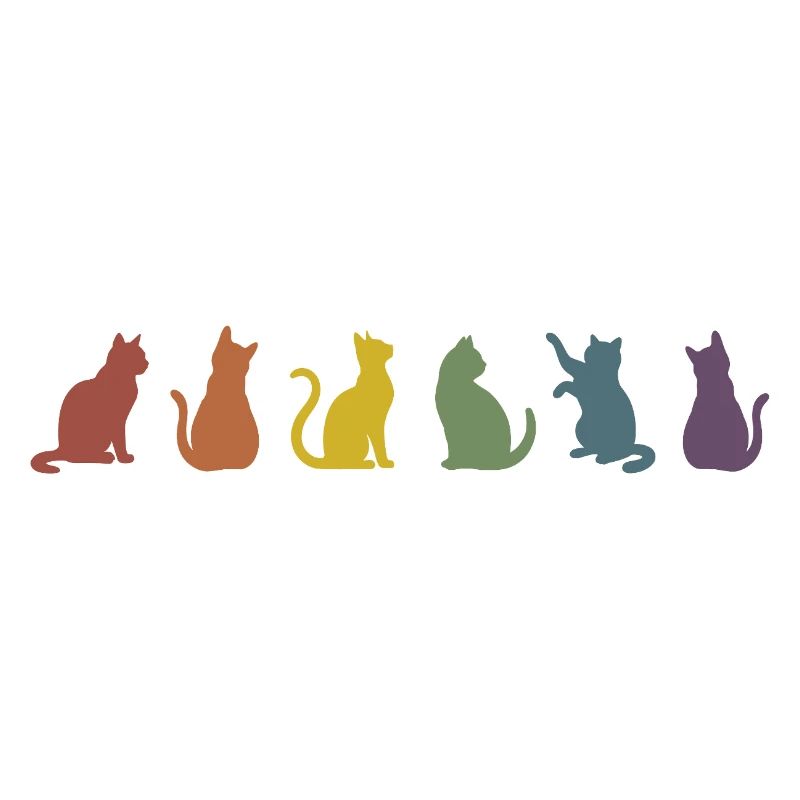 Bunte Pride Katzen Silhouetten 