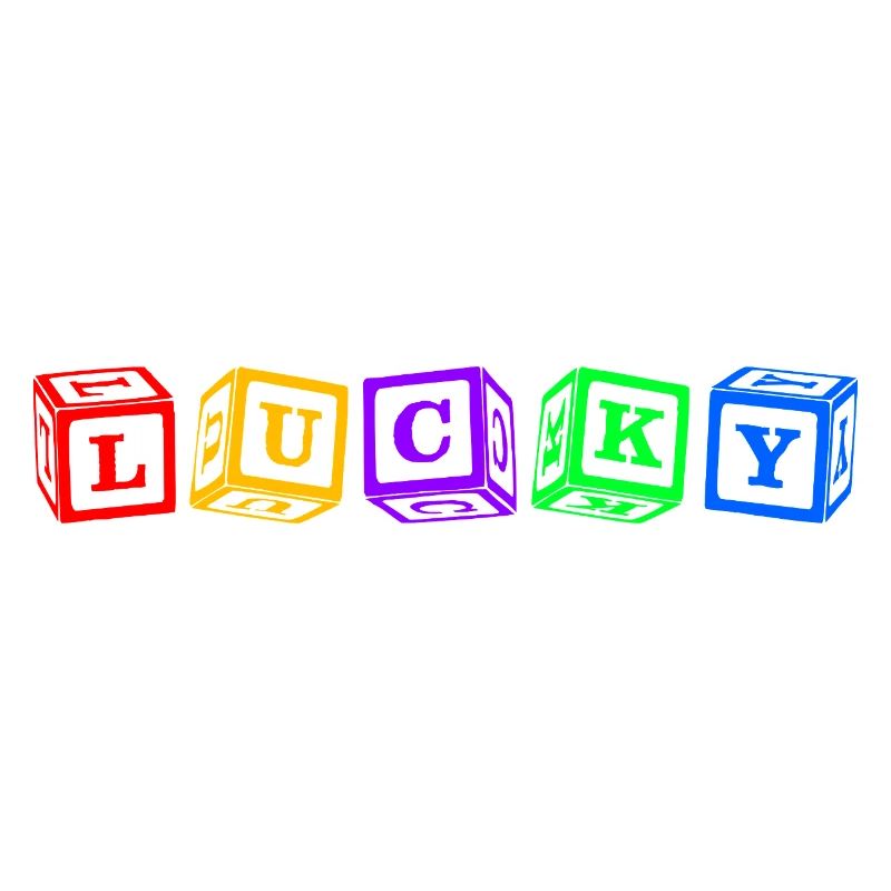 Lucky – Conception colorée de lettres en cube 3D