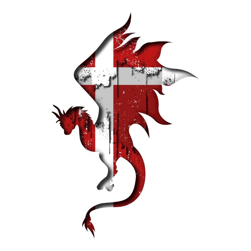 Drapeau du Danemark - Danemark - Silhouette de dragon