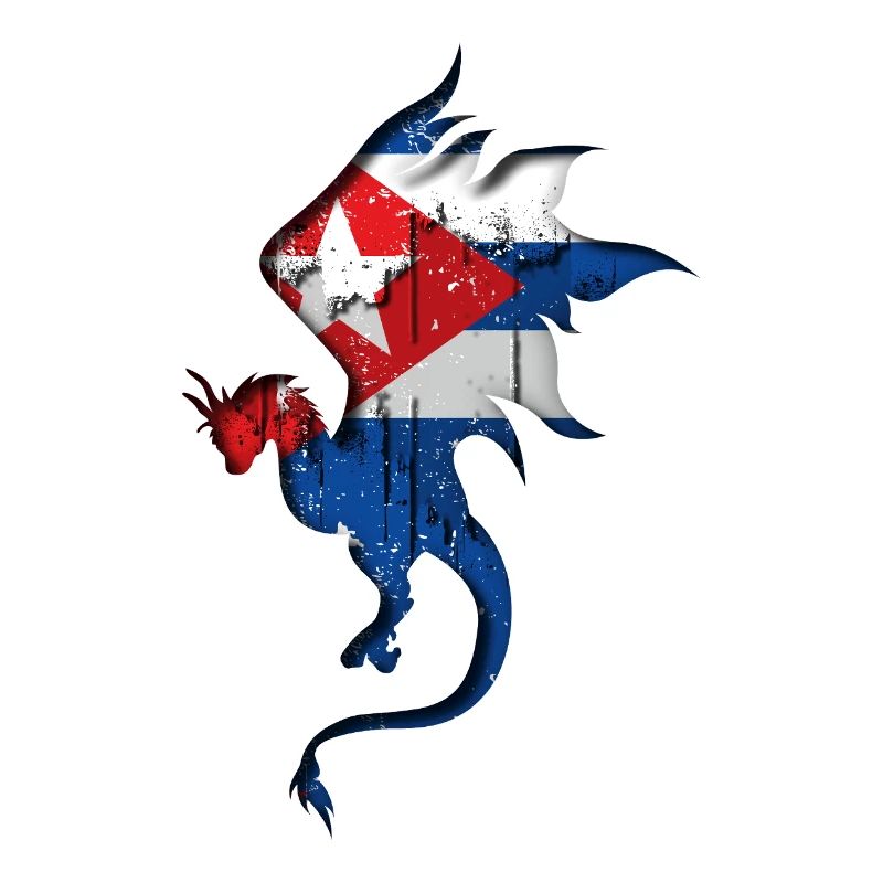 Drapeau de Cuba - Cuba - Silhouette de dragon