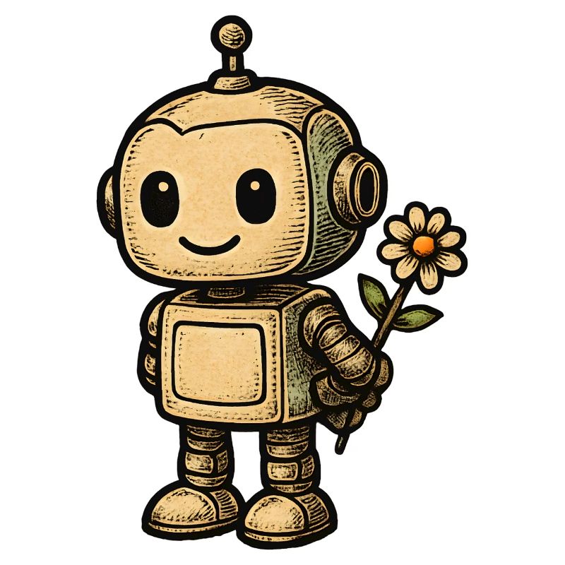 Robot with flower