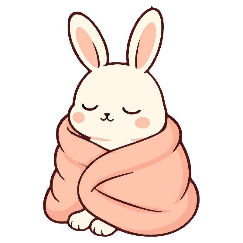 Sleeping bunny in cuddly blanket