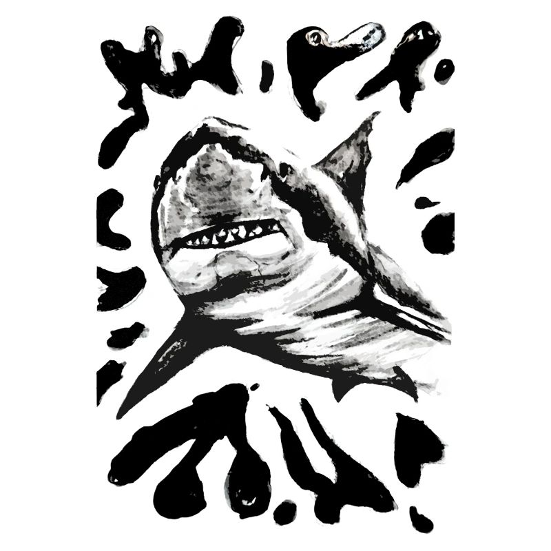 Black and White Shark Sketch Ink Art