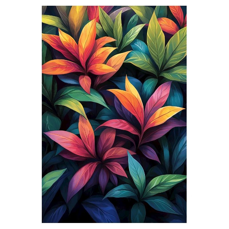 Neon Tropical Leaves Pattern