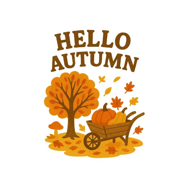 Autumnal welcome with tree and pumpkin