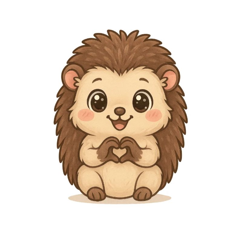 Hérisson mignon avec des mains en forme de cœur