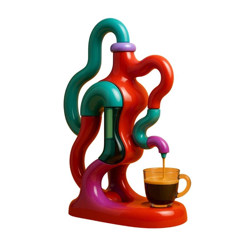 Le café coule dans un jeu de couleurs