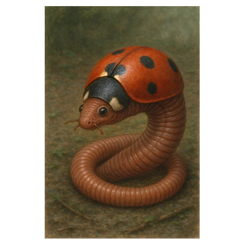 Ladybug and earthworm
