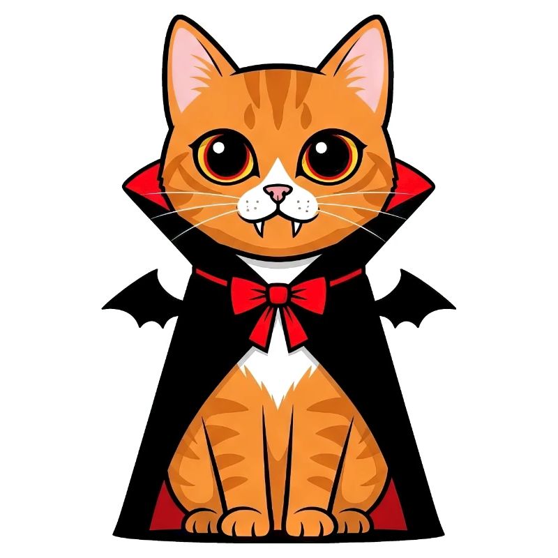 Chat mignon Halloween Vampire Chibi Cartoon Design