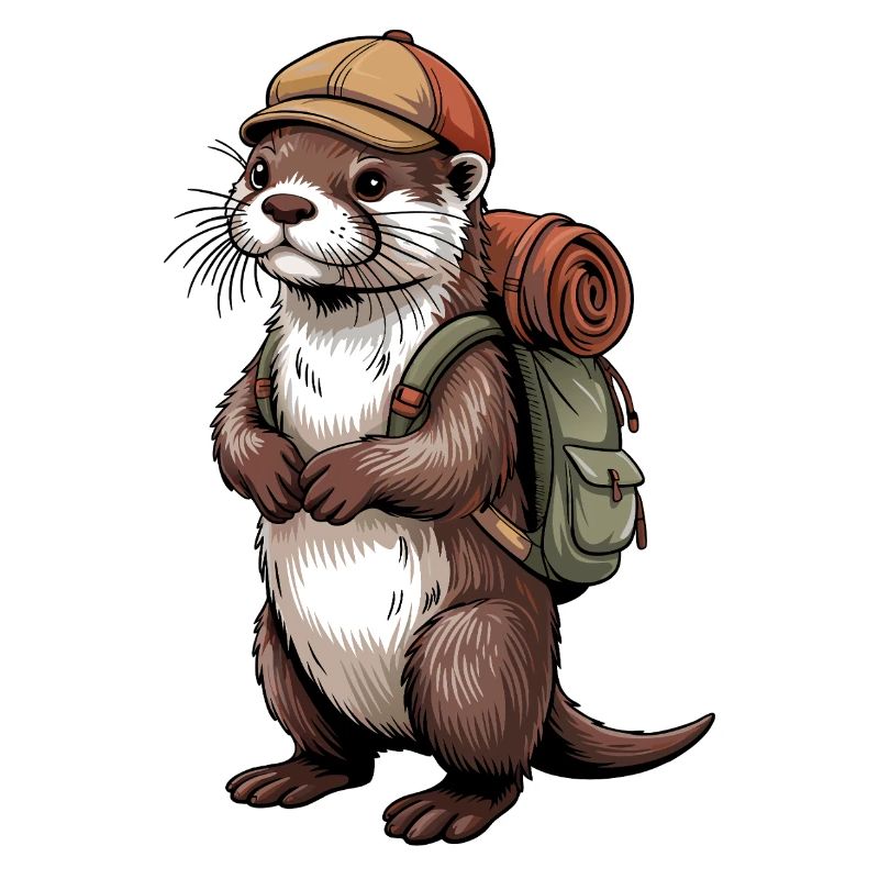 Otter Wanderer mit Rucksack