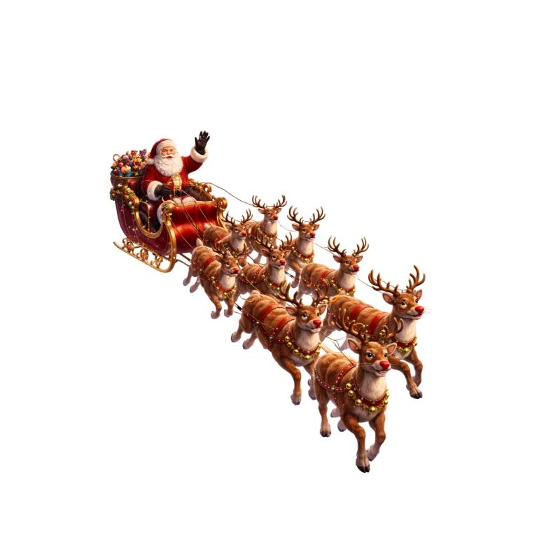Santa mit Schlitten