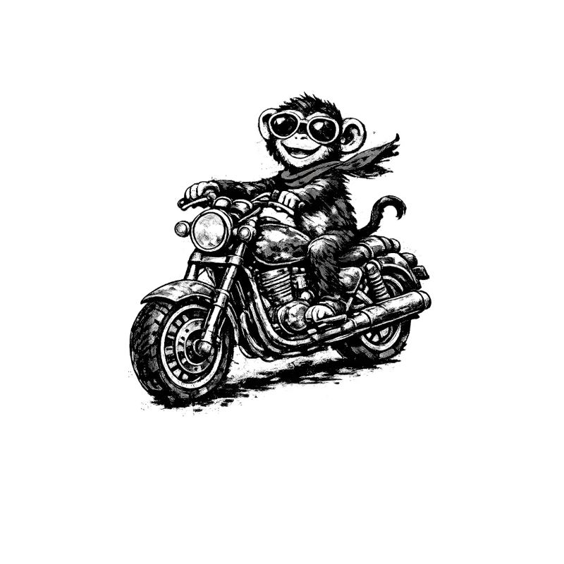 Monkey on motorcycle sketch style