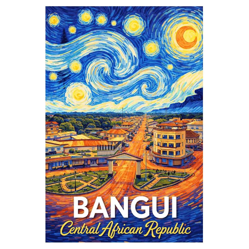 Affiche du paysage urbain de Bangui Nuit étoilée