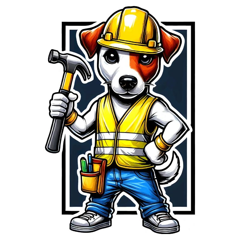 Jack Russell Terrier construction worker