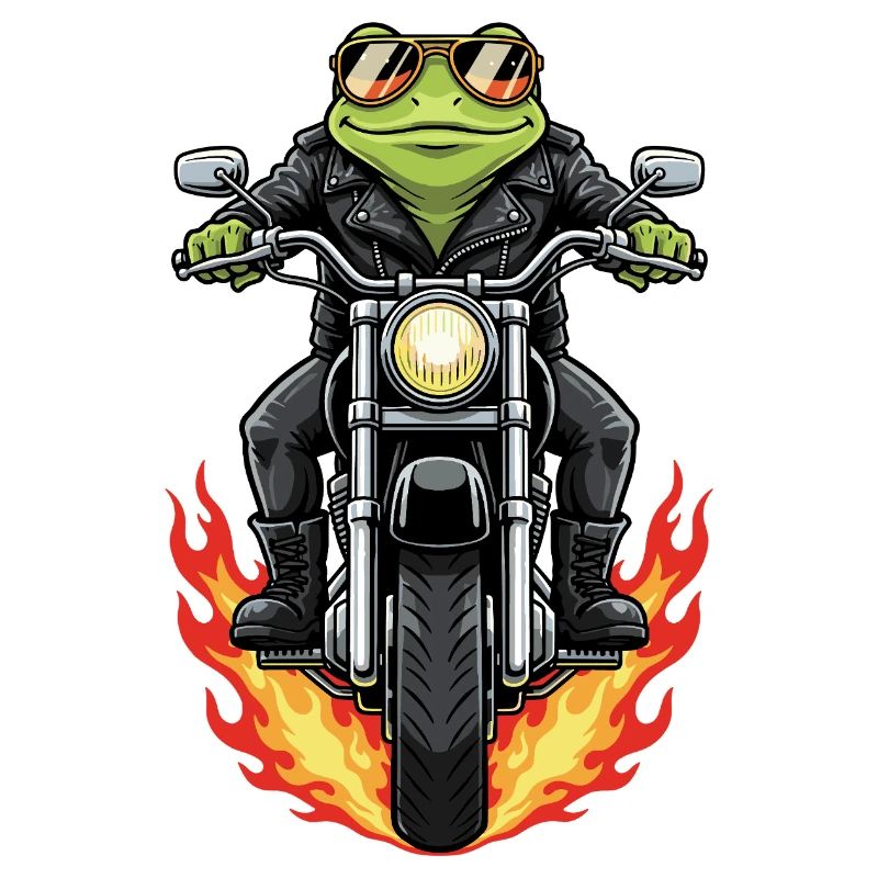 Cool Biker Frog Motorcycle Flames