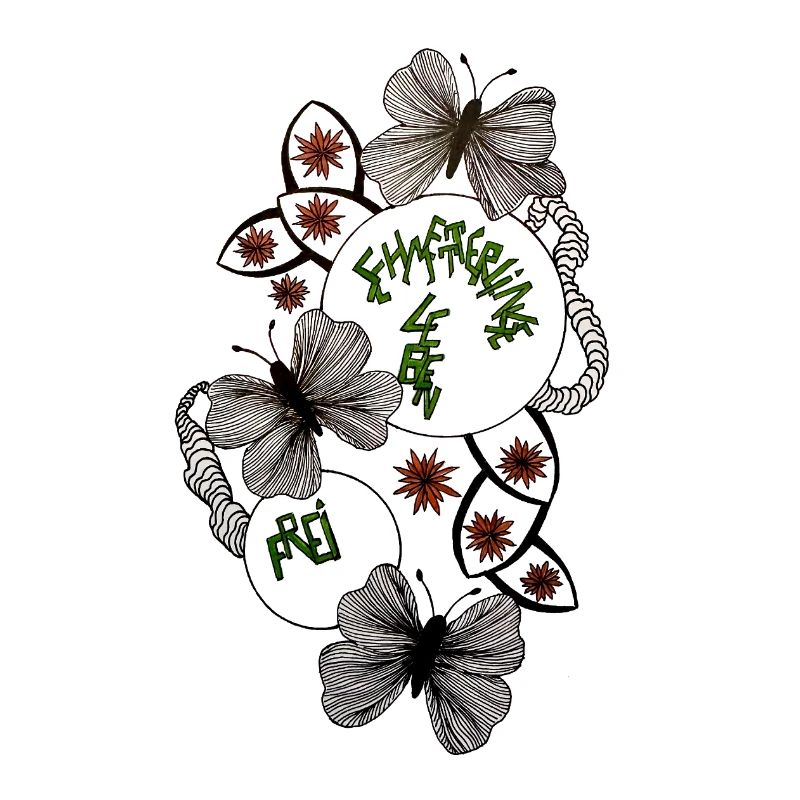 Hand Drawn Butterfly Floral Pattern