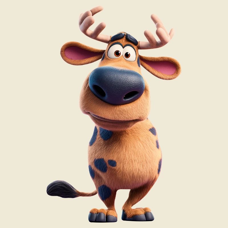 Drolliger Elch: Süßes 3D-Cartoon Tier Design